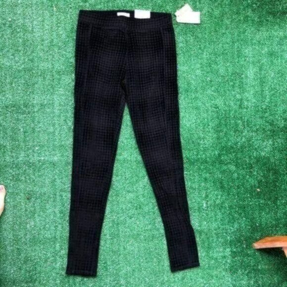 Mudd Black Velvet Plaid High Waisted Skinny Jeggings Size XS - Picture 5 of 8